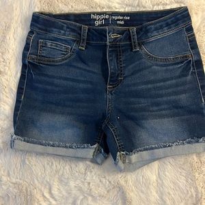 Regular rise midi hippie girl jean shorts